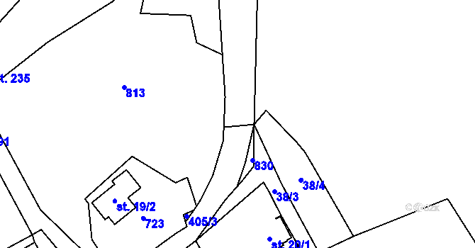 Parcela st. 429/1 v KÚ Ostroh, Katastrální mapa