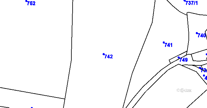 Parcela st. 742 v KÚ Ostroh, Katastrální mapa