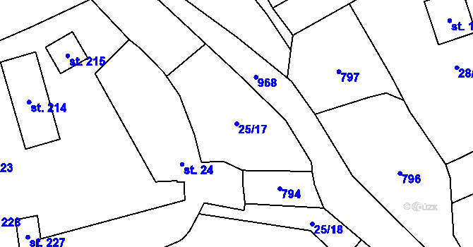 Parcela st. 25/17 v KÚ Ostroh, Katastrální mapa