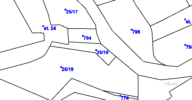 Parcela st. 25/18 v KÚ Ostroh, Katastrální mapa