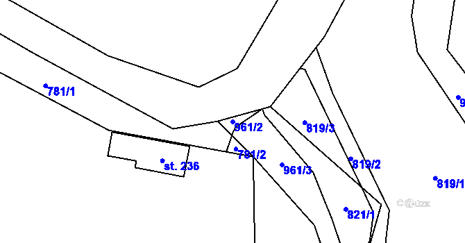 Parcela st. 961/2 v KÚ Ostroh, Katastrální mapa