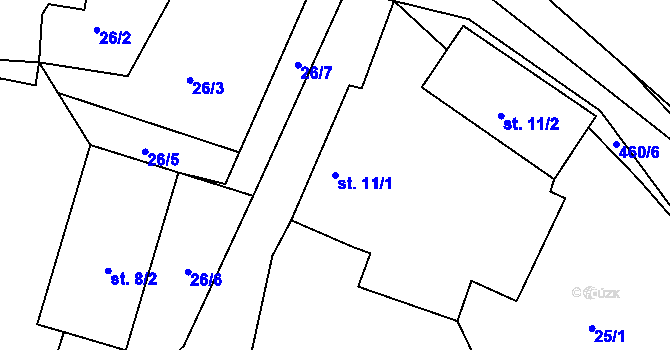 Parcela st. 11/1 v KÚ Poustka u Františkových Lázní, Katastrální mapa