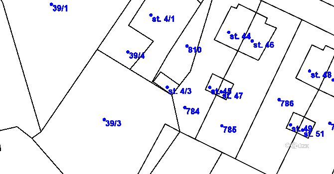 Parcela st. 4/3 v KÚ Poustka u Františkových Lázní, Katastrální mapa