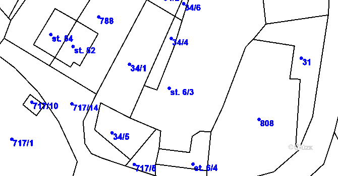 Parcela st. 6/3 v KÚ Poustka u Františkových Lázní, Katastrální mapa