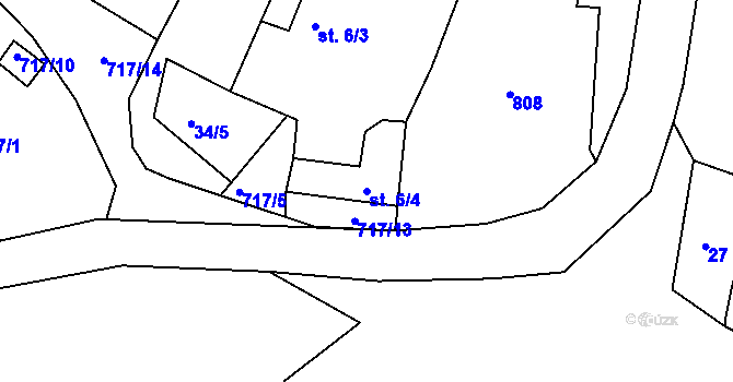 Parcela st. 6/4 v KÚ Poustka u Františkových Lázní, Katastrální mapa