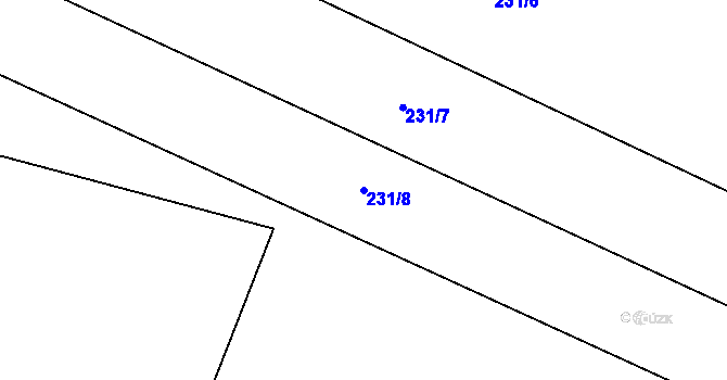 Parcela st. 231/8 v KÚ Pouště, Katastrální mapa