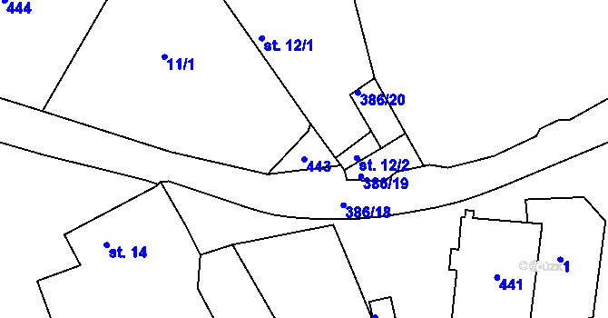 Parcela st. 443 v KÚ Babice u Poutnova, Katastrální mapa