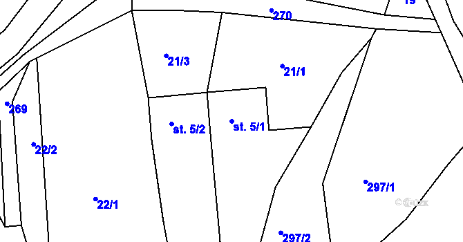 Parcela st. 5/1 v KÚ Bohuslav u Poutnova, Katastrální mapa