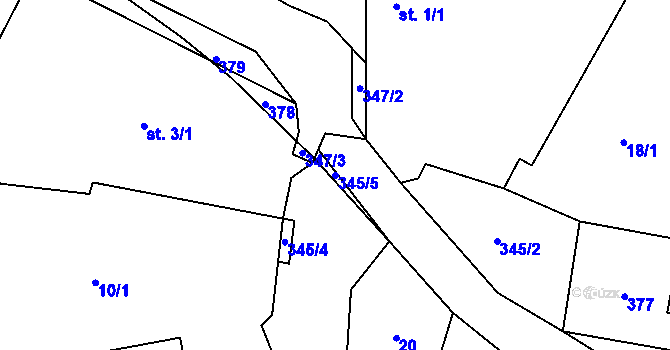 Parcela st. 345/5 v KÚ Horní Kramolín, Katastrální mapa