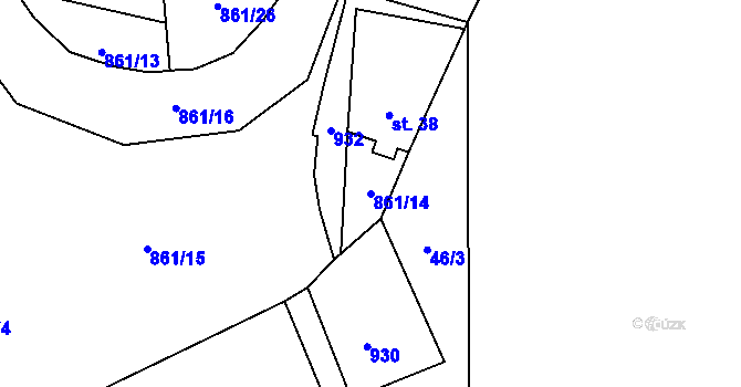 Parcela st. 861/14 v KÚ Hoštěc, Katastrální mapa
