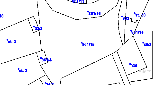 Parcela st. 861/15 v KÚ Hoštěc, Katastrální mapa