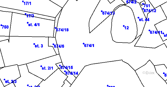 Parcela st. 674/1 v KÚ Jankovice, Katastrální mapa