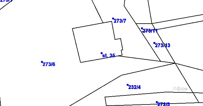 Parcela st. 35 v KÚ Popovice u Poutnova, Katastrální mapa