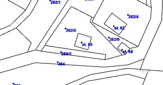 Parcela st. 65 v KÚ Popovice u Poutnova, Katastrální mapa