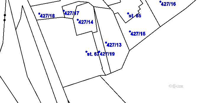 Parcela st. 427/19 v KÚ Poutnov, Katastrální mapa