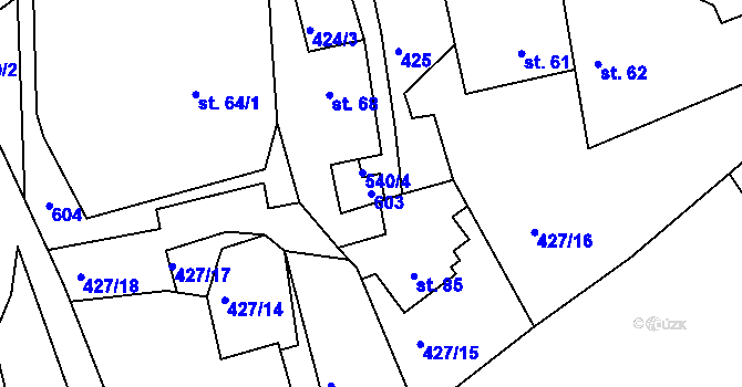 Parcela st. 603 v KÚ Poutnov, Katastrální mapa
