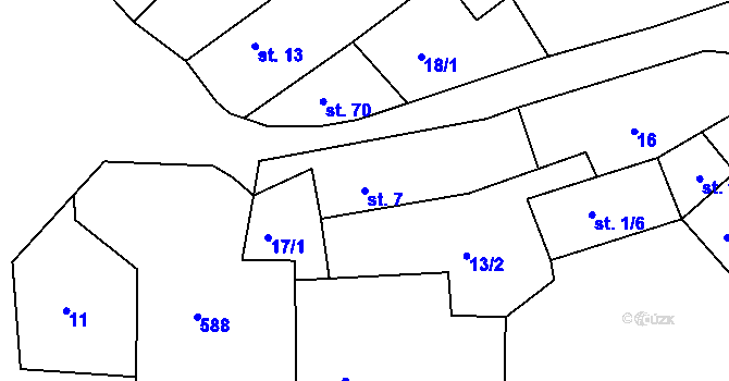 Parcela st. 7 v KÚ Poutnov, Katastrální mapa