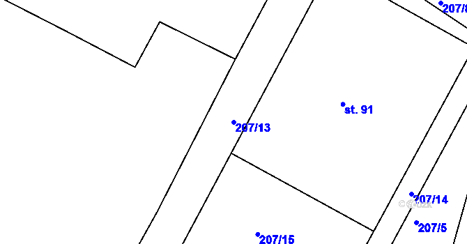 Parcela st. 207/13 v KÚ Poutnov, Katastrální mapa