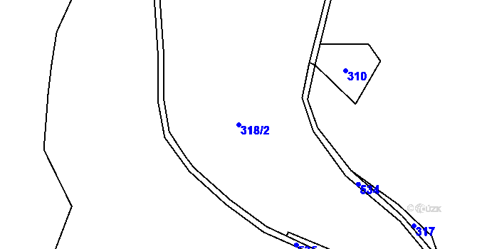 Parcela st. 318/2 v KÚ Poutnov, Katastrální mapa
