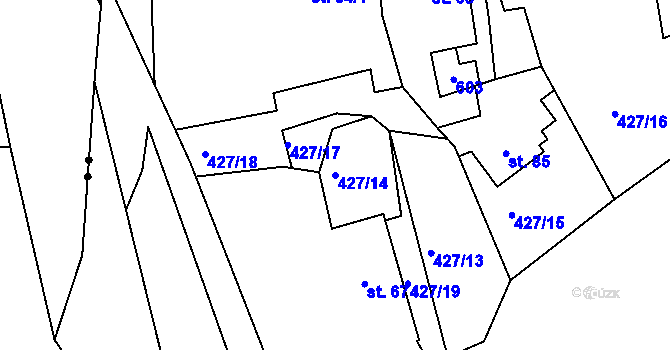 Parcela st. 427/14 v KÚ Poutnov, Katastrální mapa