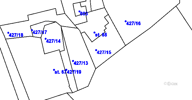 Parcela st. 427/15 v KÚ Poutnov, Katastrální mapa
