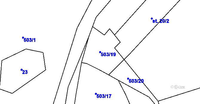 Parcela st. 503/19 v KÚ Služetín u Poutnova, Katastrální mapa