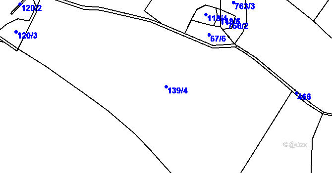 Parcela st. 139/4 v KÚ Služetín u Poutnova, Katastrální mapa