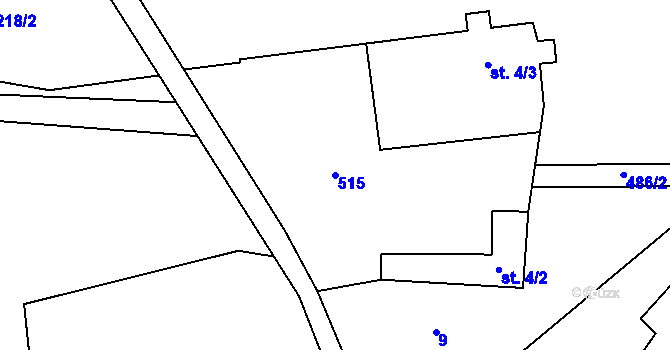 Parcela st. 515 v KÚ Služetín u Poutnova, Katastrální mapa