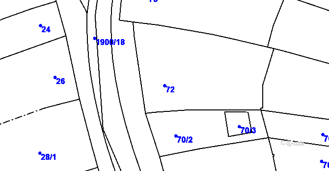 Parcela st. 72 v KÚ Pouzdřany, Katastrální mapa