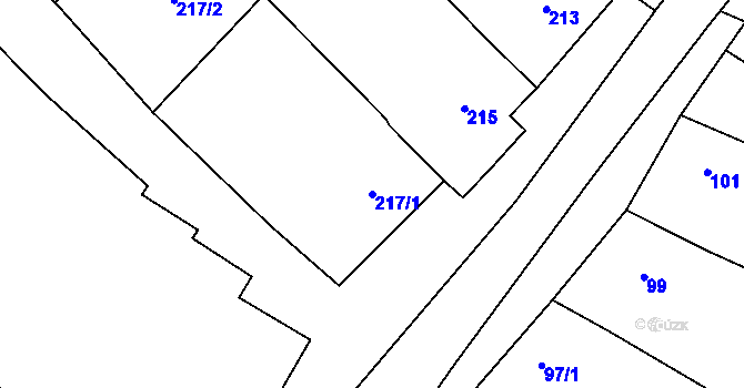 Parcela st. 217/1 v KÚ Pouzdřany, Katastrální mapa