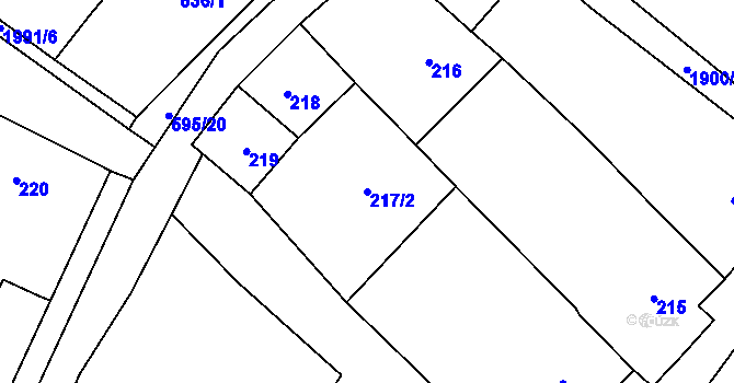 Parcela st. 217/2 v KÚ Pouzdřany, Katastrální mapa