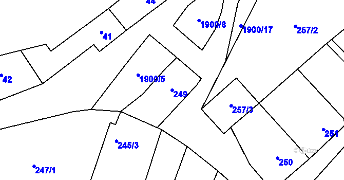 Parcela st. 249 v KÚ Pouzdřany, Katastrální mapa