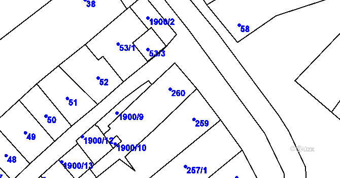Parcela st. 260 v KÚ Pouzdřany, Katastrální mapa
