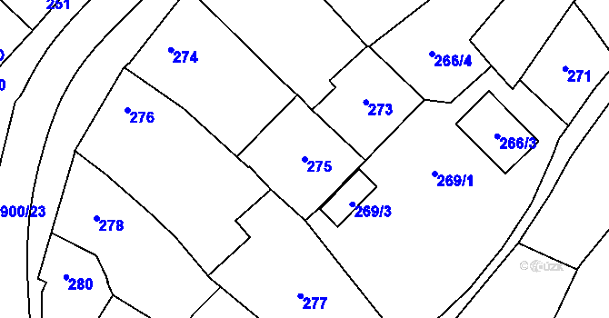 Parcela st. 275 v KÚ Pouzdřany, Katastrální mapa