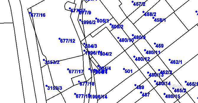 Parcela st. 504/2 v KÚ Pouzdřany, Katastrální mapa
