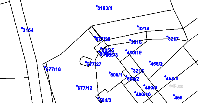 Parcela st. 505/4 v KÚ Pouzdřany, Katastrální mapa