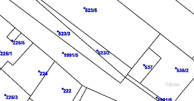Parcela st. 523/2 v KÚ Pouzdřany, Katastrální mapa