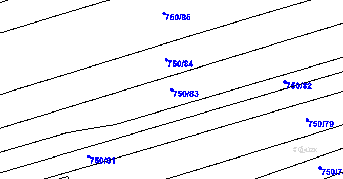 Parcela st. 750/83 v KÚ Pouzdřany, Katastrální mapa