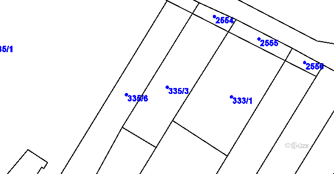 Parcela st. 335/3 v KÚ Pouzdřany, Katastrální mapa