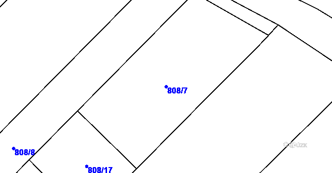 Parcela st. 808/7 v KÚ Pouzdřany, Katastrální mapa