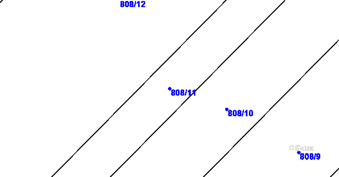 Parcela st. 808/11 v KÚ Pouzdřany, Katastrální mapa