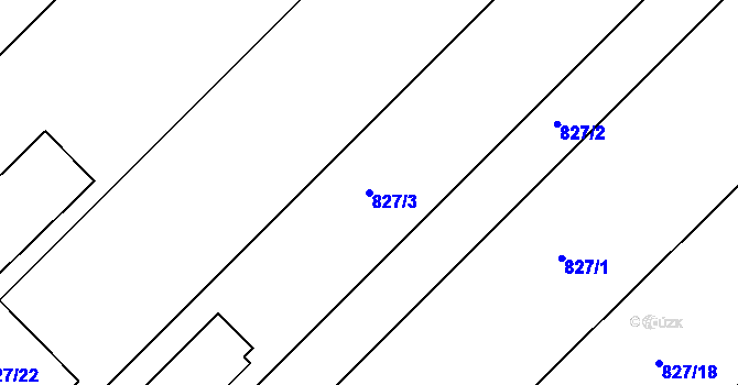 Parcela st. 827/3 v KÚ Pouzdřany, Katastrální mapa