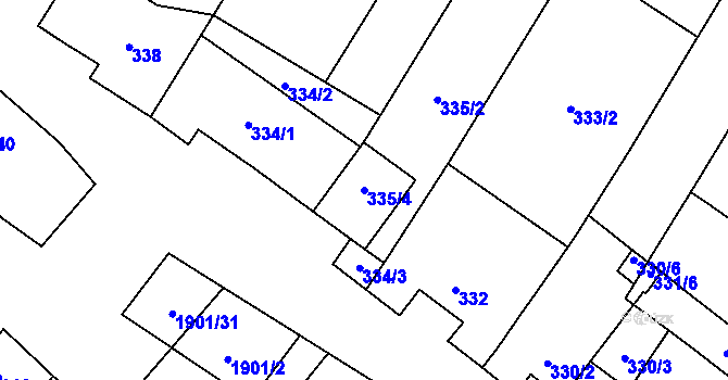 Parcela st. 335/4 v KÚ Pouzdřany, Katastrální mapa
