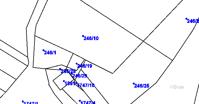 Parcela st. 246/18 v KÚ Pouzdřany, Katastrální mapa