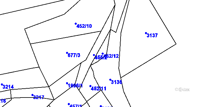 Parcela st. 452/12 v KÚ Pouzdřany, Katastrální mapa