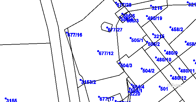 Parcela st. 677/12 v KÚ Pouzdřany, Katastrální mapa