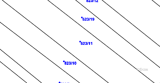 Parcela st. 523/11 v KÚ Pouzdřany, Katastrální mapa