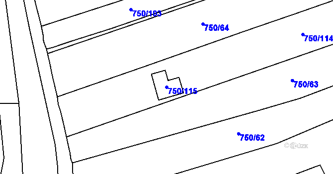 Parcela st. 750/115 v KÚ Pouzdřany, Katastrální mapa