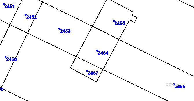 Parcela st. 2454 v KÚ Pouzdřany, Katastrální mapa