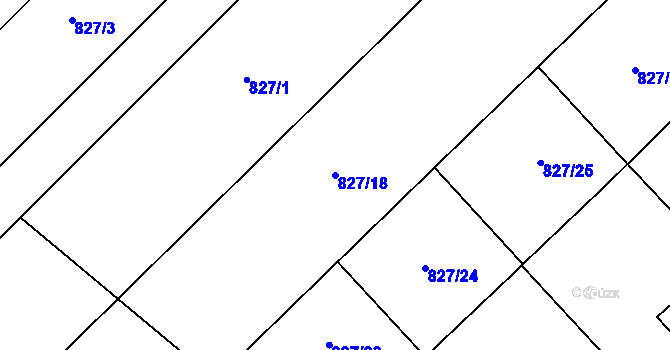 Parcela st. 827/18 v KÚ Pouzdřany, Katastrální mapa